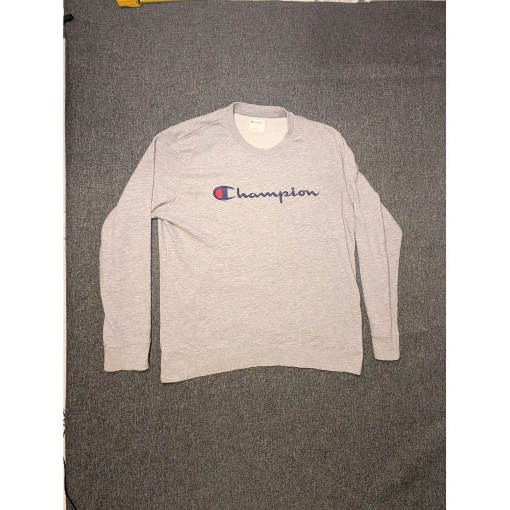 Vintage‎ Champion Men's L Sweatshirt Gray Logo Sports Outdoor Pullover Large